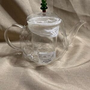 Elegant Glass Teapot with Green Handle